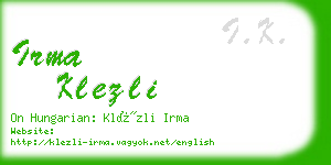 irma klezli business card